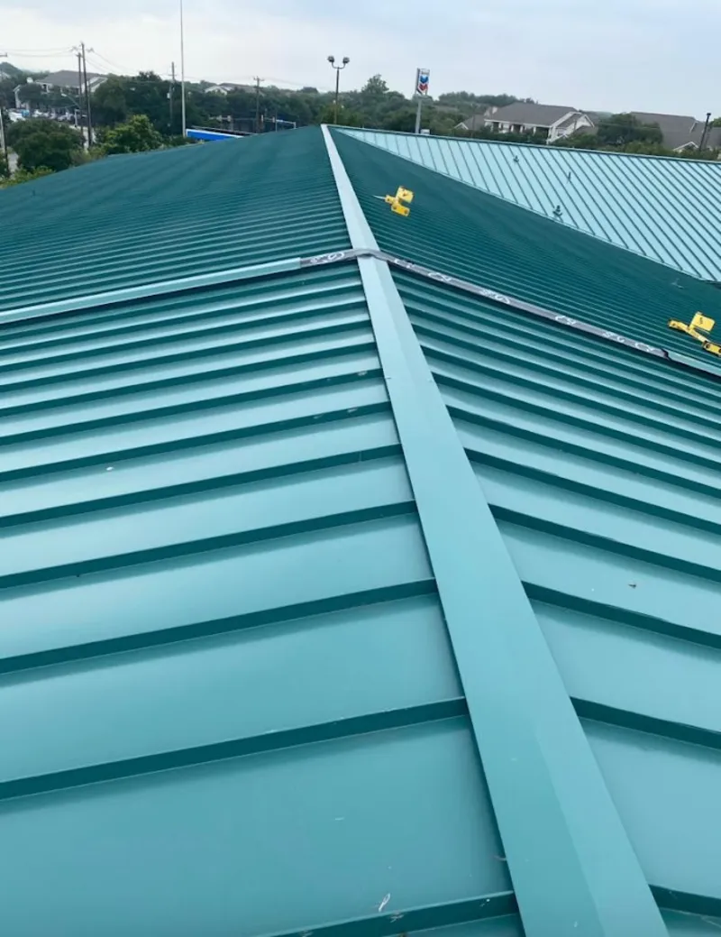 Green commercial metal roof ridge and valley for Metal Roof Repair in Plumsted